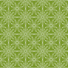 Mandalas pattern design. Background for textile. Seamless pattern in green colors.