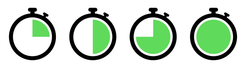 Set of timer, stopwatch, watch icon
