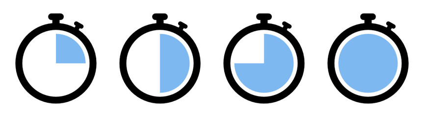 Set of timer, stopwatch, watch icon