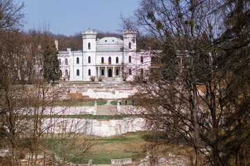 the castle in the park. Sharovsky castle in Ukraine. Ruined old building