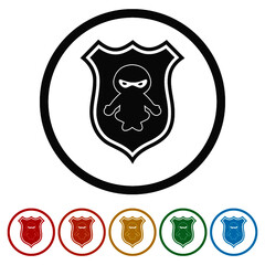 Simple ninja ring icon, color set