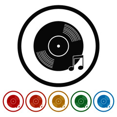 Simple vinyl ring icon, color set