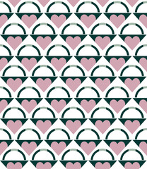 Stylish modern heart mix with geometric shape seamless pattern in pastel color mood vector,Design for fashion , fabric, textile, wallpaper, cover, web , wrapping valentines Day