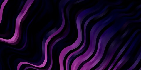 Obraz premium Dark Purple vector background with wry lines. Illustration in halftone style with gradient curves. Design for your business promotion.