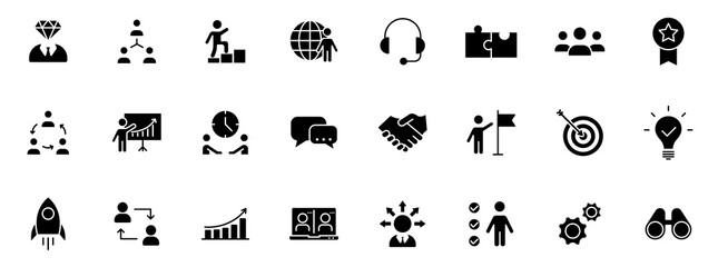 teamwork silhouette vector icons isolated on white. teamwork icon set for web, mobile apps, ui design and print
