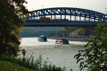 Pleasure boats on the Moscow River.
