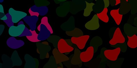Dark pink, green vector background with random forms.