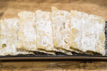 traditional sweet crisp pastry, deep fried for Carnaval, Italian chiacchiere 