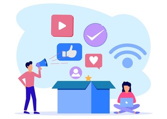 Illustration vector graphic cartoon character of social media