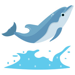 
A jumping dolphin in a sea water 
