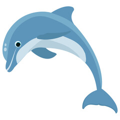 
A jumping dolphin in a sea water 
