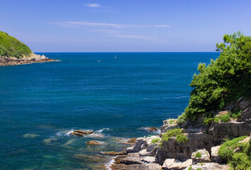 isla de Santa Clara en la bahía de la concha en San Sebastián