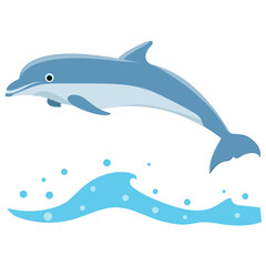 
A jumping dolphin in a sea water 
