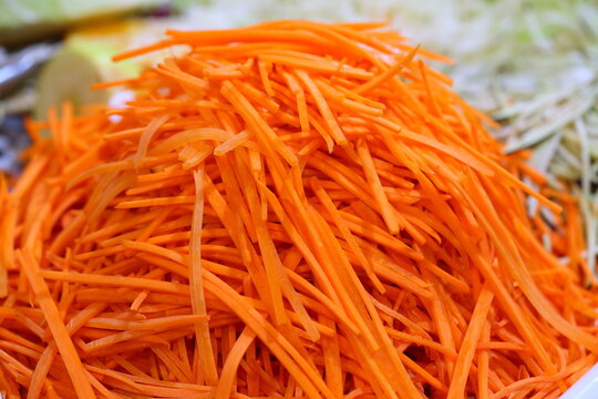 Carrots, cut into strips. Chopped carrots