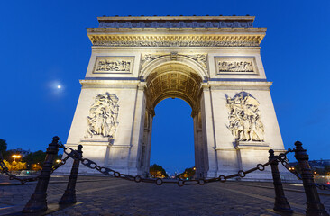 Fototapeta premium The Triumphal Arch in evening, Paris, France.