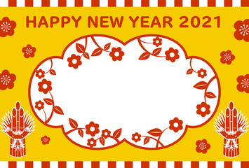2021年の年賀状　シンプルな門松のフォトフレーム