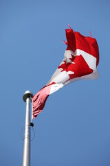canadian flag waving against sky