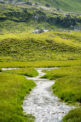 La rivière coule dans la vallée, parc de la Vanoise, Alpes, France