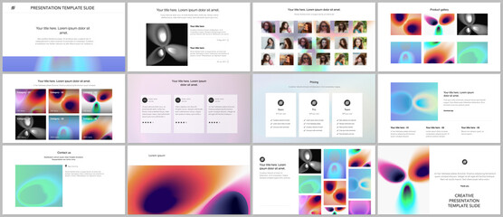 Naklejka na ściany i meble Vector templates for website design, presentations, portfolio. Templates for presentation slides, flyer, leaflet, annual report. Medical design with bright colored gradient pattern in form of cells.
