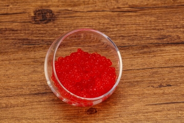 Red salmon caviar in the bowl
