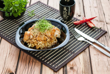 chicken in soy sauce with noodles