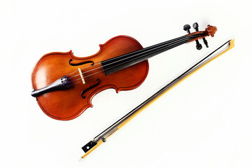 Fototapeta na wymiar Violin on white background. Musical instrument. Classical music.