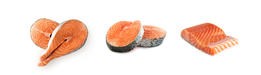 Raw Salmon Steak Isolated
