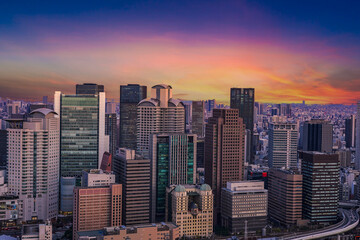 Tokyo city skyline at twilight sunset