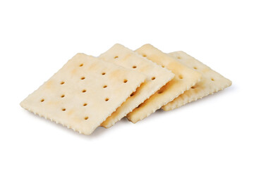 square crackers isolated on white background with clipping path