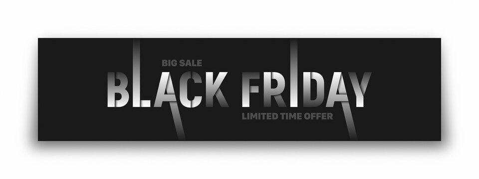 Black Friday Sale 3D Vector Banner Modern Split Typographic Design Template Isolated On White Background. Sales, Promotion, Limited And Seasonal Offers Illustration. Special Offer Vector Background