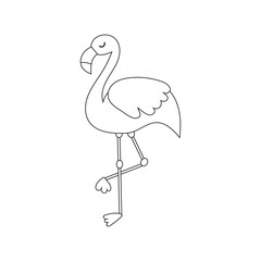 Hand drawing coloring pages for children and adults. A beautiful linear drawing for coloring with paints or pencils and creativity. Coloring book with Flamingo