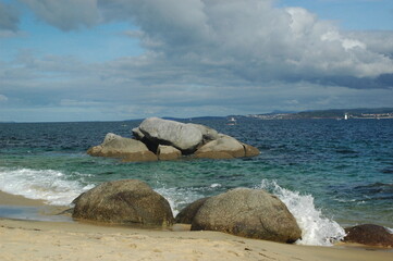 Fuerza de las olas en la playa