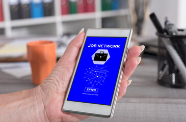Job network concept on a smartphone