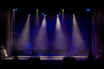 Abstract texture background for design. Stage light and smoke on stage, lighting and spotlights.