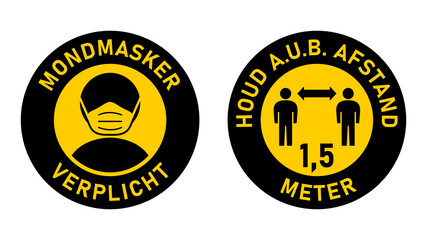 Naklejka premium Set of Round Sticker Signs in Dutch 