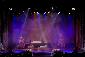 Abstract texture background for design. Stage light and smoke on stage, lighting and spotlights.