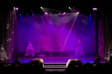 Abstract texture background for design. Stage light and smoke on stage, lighting and spotlights.