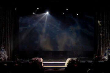 Abstract texture background for design. Stage light and smoke on stage, lighting and spotlights.