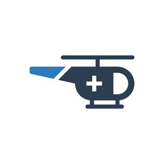 Obraz premium Emergency ambulance helicopter icon vector symbol