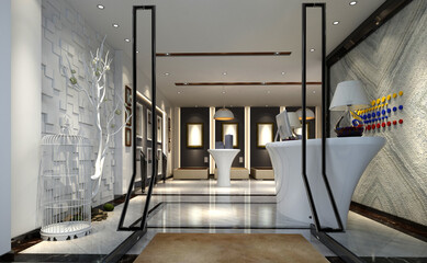 3d render of shop interior, showroom