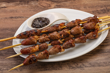 Asian cuisine - chicken hearts skewer