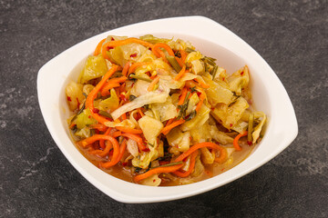 Spicy pickled cabbage with carrot