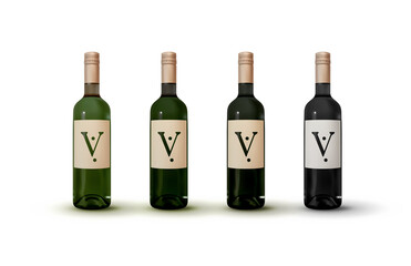 Set of Wine bottle isolated on white background. Realistic design. vector illustration