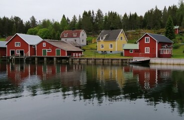 Obraz premium houses on the lake