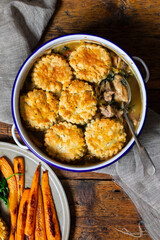 Chicken cobbler with thyme scones topping