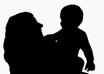 silhouette femme bebe enfant 