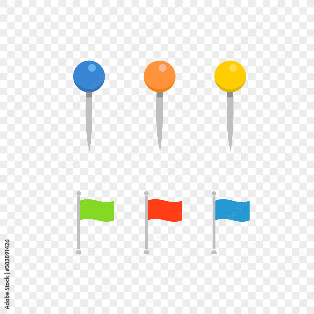 Aufkleber Navigation pins and flags isolated on transparent background