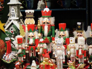 Nutcracker wooden figures on the Christmas market in Budapest, Hungary