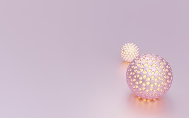 Abstract 3d background with pink glowing spheres