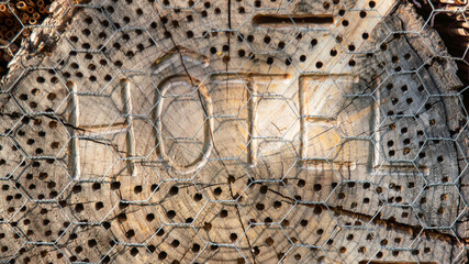 
Close-up on an insect hotel